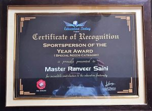 Ranveer SportsPersonOftheYear Certificate